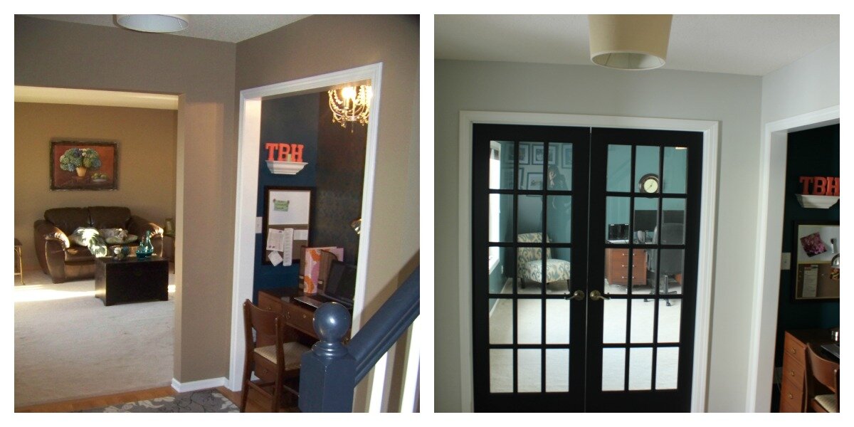 french doors, black doors, entryway